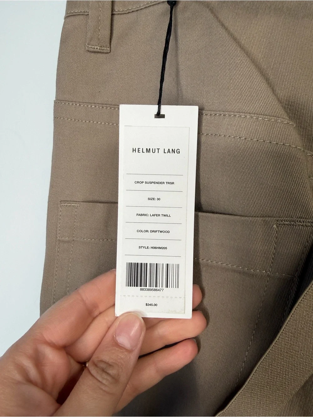 Helmut Lang Cropped Suspender Trouser Driftwood Tan Size 30 NWT - Picture 4 of 7